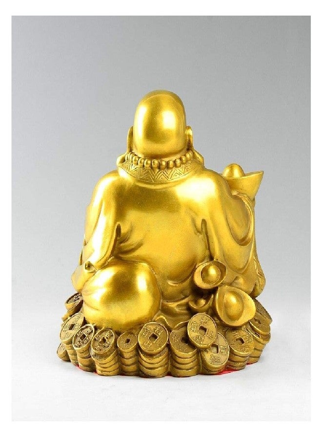 WEALTHCOMING Laughing Buddha Statues,Wealth Buddha Figures On Coins,Lucky Buddha Art Desk Decor - Image 5